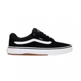 Championes Vans modelo Walker Wafflecup, de diseño clásico con capellada de gamuza y lona en color negro. Presenta la icónica banda lateral blanca, suela de goma vulcanizada con tecnología Wafflecup y detalles en color goma en la base.