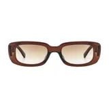 Lentes de sol unisex con marco rectangular color marrón y lentes degradadas.