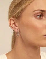 Dije plateado en forma de herradura con pequeños cristales incrustados.