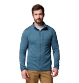 Campera de forro polar Columbia para hombre, con cierre frontal completo, cuello alto y bolsillo vertical en el pecho con cierre. Confeccionada en tejido hidroabsorbente con textura de rejilla.