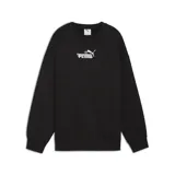 Buzo de cuello redondo Puma, corte oversize, color negro con logo de la marca estampado en blanco en el pecho.