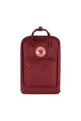 Mochila Fjällräven Kånken 17", color burdeos, fabricada en tela Vinylon F resistente al agua. Cuenta con compartimento principal con cierre, bolsillo frontal con cierre, dos bolsillos laterales abiertos, asa superior, correas de hombro ajustables, asiento extraíble y logo reflectante.