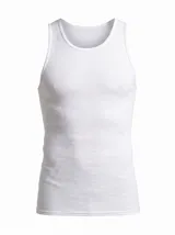 Pack de dos musculosas interiores blancas de algodón, con diseño sin mangas y ajuste al cuerpo.