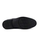 Bota marrón oscuro de cuero para hombre, con elástico lateral y suela de goma.