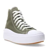 Championes Converse Chuck Taylor All Star Move Seasonal de caña alta, color verde oliva, con plataforma blanca y cordones blancos. Confeccionados en lona y suela de goma.