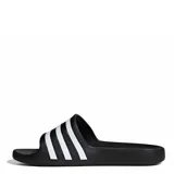 Chanclas Adidas Adilette Aqua para hombre, de color negro con las tres rayas características de la marca en blanco sobre la tira superior.