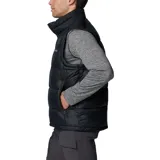 Chaleco Columbia Pike Lake II color negro, con diseño acolchado, cuello alto, cierre frontal con cremallera y bolsillos laterales con cierre. Cuenta con tecnología Omni-Heat y logo de la marca bordado en el pecho.