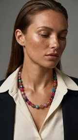 Collar de piedras semipreciosas facetadas en forma hexagonal, con cierre bañado en oro 18k.