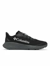 Championes Columbia Konos Featherweight Omni-Grip color negro con entresuela gris y detalles en blanco. Incorporan malla transpirable, amortiguación TechLite+ y suela Omni-Grip para máxima tracción.