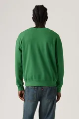 Buzo verde de cuello redondo con detalle de costura triangular en el escote, mangas largas y puños y cintura elastizados de ajuste cómodo.