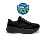 Championes deportivos Joma modelo Morgana Lady, color negro. Presentan una parte superior de malla transpirable con refuerzos en piel sintética, entresuela de Phylon para absorción de impactos y suela de goma. Incluyen plantilla de espuma viscoelástica para mayor confort.