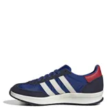 Championes Adidas Run 70 2.0, color azul con detalles en blanco y rojo.