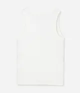 Musculosa plus size color tostado, confeccionada en malla rib de viscosa, con cuello redondo y textura acanalada.