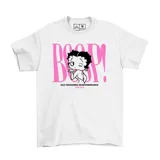 Remera blanca de algodón con estampa frontal de Betty Boop y la inscripción "BOOP!".