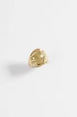Anillo de acero quirúrgico con diseño orgánico y superficie irregular con acabado brillante.