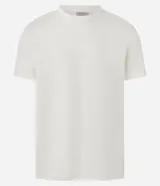 Remera de corte regular confeccionada en algodón, con cuello redondo y mangas cortas. Presenta una textura de rayas horizontales trabajadas en relieve sobre toda la prenda.