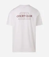 Remera deportiva para hombre Get Over con tecnología dry, confeccionada en mezcla de algodón, poliéster y elastano. Presenta cuello redondo, manga corta y estampa lettering "Court Club" en el pecho.