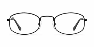 Lentes con protección contra luz azul y UV400, con armazón rectangular de acero inoxidable en color negro y cristales transparentes.