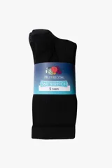 Pack de cinco pares de medias afelpadas de caña alta para caballero, color negro con talón y puntera en gris oscuro.