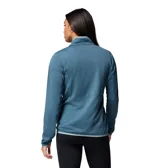 Campera polar de Columbia modelo Essential Hike Grid, color azul con cierre completo y detalles en celeste claro. Cuenta con bolsillos laterales y un bolsillo con cierre en el pecho, además de tecnología Omni-Wick para la absorción de humedad.
