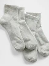 Pack de dos pares de medias cortas de tejido de punto en color gris melange, con puño elástico acanalado.