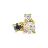 Aros de plata 925 bañada en oro 18k con piedras de ónix negro, labradorita y topacio blanco.