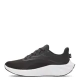Championes de running Under Armour modelo W Ascend, color negro con suela blanca. Presentan un diseño de malla transpirable con refuerzos sintéticos y el logo de la marca en la lengüeta y el lateral.
