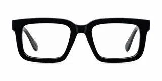 Armazón de receta con diseño cuadrado y ángulos suavemente redondeados, fabricado en material bio-based y propionato de celulosa en color negro.