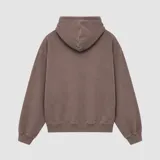Canguro con capucha y cordones ajustables, color marrón con efecto lavado. Presenta un bolsillo frontal tipo canguro y el logo de la marca Osten estampado en el centro del pecho.