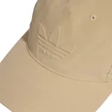 Gorra de béisbol Adidas color beige, con diseño de seis paneles y logo del trébol bordado en el mismo tono en la parte frontal. Cuenta con visera curva y ojales bordados para mayor ventilación.