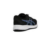 Championes Asics Patriot 12, color negro con detalles en azul y suela blanca.