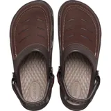 Zuecos Crocs modelo Classic Clog Yukon Vista II para hombre, color gris oscuro, con parte superior de piel sintética y correa ajustable en el talón.