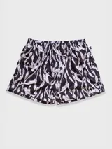 Short de baño negro con estampado de sirenas y plantas acuáticas en blanco. Tiene cintura elástica con cordón ajustable, bolsillos laterales y bolsillo trasero con cierre. Incluye suspensor de malla fina hipoalergénico.