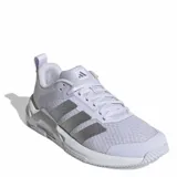 Championes de training Adidas Dropset Control, color lila con las tres tiras características en tono plateado, diseñados para ofrecer estabilidad y soporte en entrenamientos de fuerza.