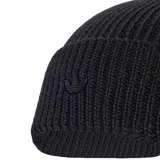 Gorro de lana Adidas modelo Ev.Ic Beanie de tejido acanalado en color negro, con pequeño logo del Trifolio metálico al frente.