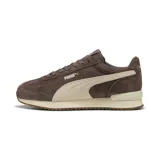 Championes urbanos Puma modelo R78 Wind SD, color marrón con detalles en beige. Confeccionados en gamuza, presentan el logo de la marca en el lateral y una suela de goma con entresuela amortiguada.