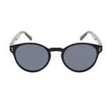 Lentes de sol INVU con montura redonda negra y lentes grises polarizadas.