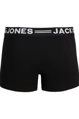 Boxer negro de corte clásico con cintura elástica ancha con logo Jack & Jones en blanco.