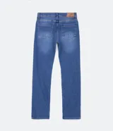 Pantalón de jean azul, corte recto, marca Marfinno.
