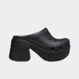 Zuecos Crocs Siren Clog color negro con plataforma y tacón.
