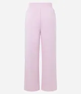 Pantalón wide leg de algodón y poliéster en color rosado, con cintura elástica y corte holgado. Presenta un diseño cómodo y versátil con detalle lateral en contraste.