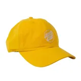 Gorra de visera curva marca Santa Cruz, color amarillo, con logo de la marca bordado en blanco en la parte frontal.