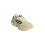 Championes Adidas Adizero Goukana de diseño chunky y futurista, en color vainilla con detalles en azul y negro en las icónicas tres tiras laterales. Presenta una suela gruesa y esculpida, confeccionados en malla y refuerzos sintéticos.