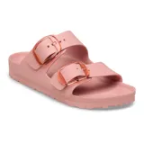 Sandalias Birkenstock modelo Arizona Big Buckle EVA, color rosa, con dos tiras ajustables con hebillas grandes translúcidas.