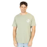 Remera verde de manga corta con logo de Volcom estampado en el pecho.