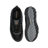 Championes de trekking Columbia Strata Trail, color negro y gris, con diseño resistente al agua, suela con tracción y logo de la marca en el lateral.