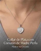 Collar de plata 925 con dije en forma de corazón, compuesto por una base de nácar y un centro pavé de circonias brillantes.