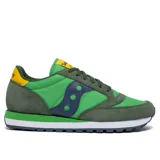 Championes Saucony Jazz Original, color verde con detalles en gris, azul y amarillo.