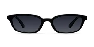 Lentes de sol con montura rectangular alargada de bio-based G850 en color negro y lentes polarizadas oscuras.
