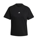 Remera negra de Adidas con logo pequeño en el centro del pecho.